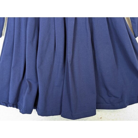 Happy Rose Girls size 10 Navy Cotton Knit Dress Crouched Lace Collar Stunning - Picture 8 of 14